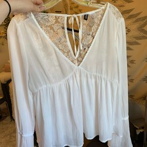 H&M White Lace Boho Top